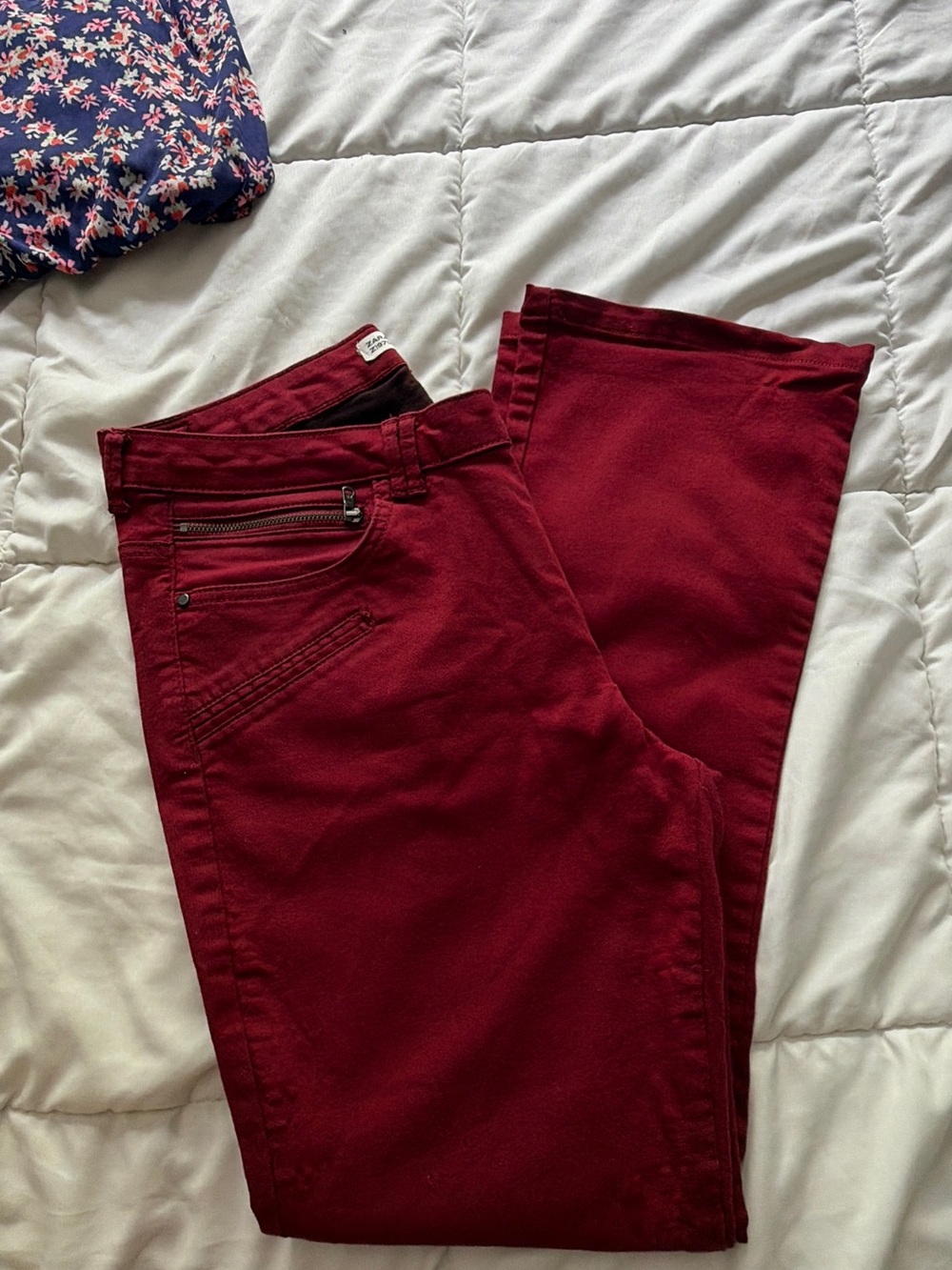 Zara Basic Burgundy Denim Pants - Z1975